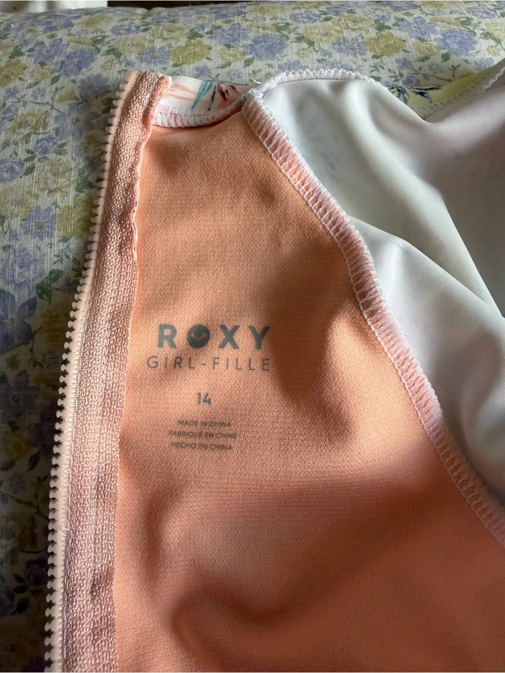 Roxy Girls' Long-Sleeve Tropical Floral Rashguard - Pink, Yellow, Blue